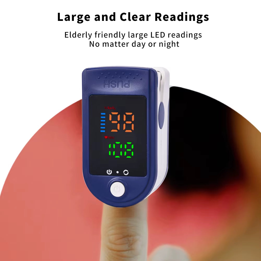 Aique 4 Colors Oximeter Portable Fingertip Pulse Blood Oxygen Saturation Monitor LED Display Fingertip Oximeter Testing SPO2